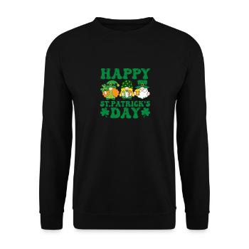 Drei Gnome Irish Shamrock St Patricks Day Lucky - Unisex Pullover - Schwarz - Vorne - Alina (178cm) & Michal (187cm)