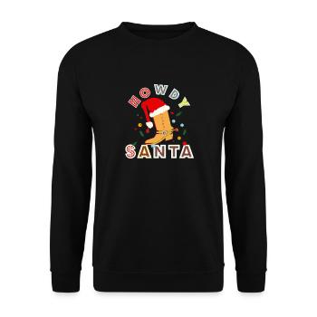 Père Noël chapeau-Howdy Père Noël - Noël - Sweat-shirt Unisexe - noir - Devant - Alina (178cm) & Michal (187cm)