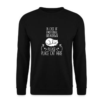 Chats, câlins, tenue, propriétaire du chat, - Sweat-shirt Unisexe - noir - Devant - Alina (178cm) & Michal (187cm)