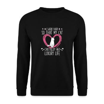 Katzen Fan Katze Freund Katze Spruch Katzen - Unisex Pullover - Schwarz - Vorne - Alina (178cm) & Michal (187cm)