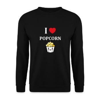 Ich liebe Popcorn - Unisex Pullover - Schwarz - Vorne - Alina (178cm) & Michal (187cm)