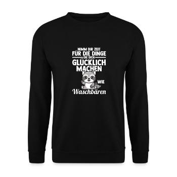 Waschbär - Unisex Pullover - Schwarz - Vorne - Alina (178cm) & Michal (187cm)