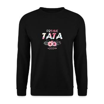 Promue Tata 2024 French Pregnancy Announcement - Unisex Sweatshirt - black - Front - Alina (178cm) & Michal (187cm)