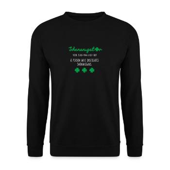 Shenanigator Lustiges irisches Kleeblatt - Unisex Pullover - Schwarz - Vorne - Alina (178cm) & Michal (187cm)