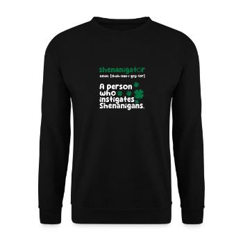 Shenanigator Lustiges irisches Kleeblatt - Unisex Pullover - Schwarz - Vorne - Alina (178cm) & Michal (187cm)