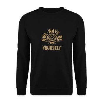 Owl-ways Be Yourself Nocturnal Bird Night Owls - Unisex Pullover - Schwarz - Vorne - Alina (178cm) & Michal (187cm)
