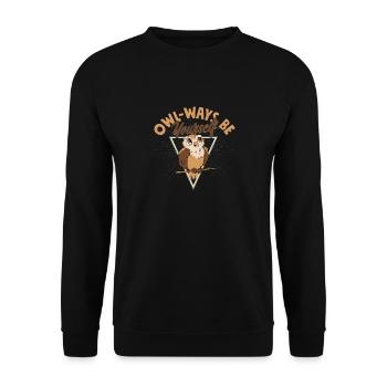 Owl-ways Be Yourself Night Owls Nocturnal Bird - Unisex Pullover - Schwarz - Vorne - Alina (178cm) & Michal (187cm)