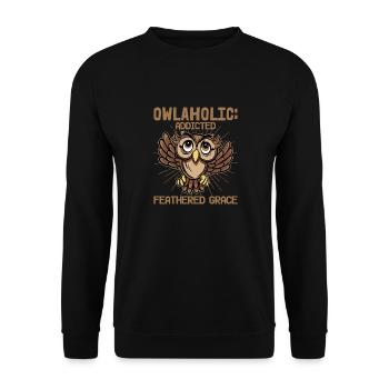 Owlaholic: Addicted To Feathered Grace Nocturnal B - Unisex Pullover - Schwarz - Vorne - Alina (178cm) & Michal (187cm)