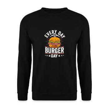 Chaque jour, c’est le jour du hamburger, des petits pains à la viande, des aliments à hamburger - Sweat-shirt Unisexe - noir - Devant - Alina (178cm) & Michal (187cm)