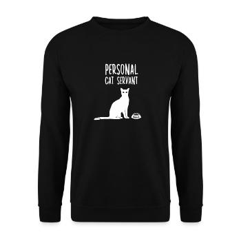 Lustige Katzenbesitzer Geschenk Katzen Sklave - Unisex Pullover - Schwarz - Vorne - Alina (178cm) & Michal (187cm)