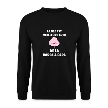 Humour Petite Barbe à papa - Sweat-shirt Unisexe - noir - Devant - Alina (178cm) & Michal (187cm)