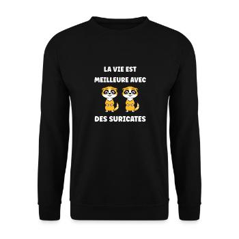 Humour petit suricate - Sweat-shirt Unisexe - noir - Devant - Alina (178cm) & Michal (187cm)