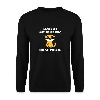 Humour petit suricate - Sweat-shirt Unisexe - noir - Devant - Alina (178cm) & Michal (187cm)