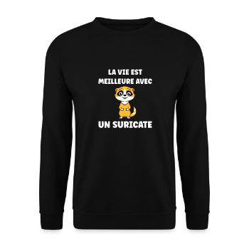 Humour petit suricate - Sweat-shirt Unisexe - noir - Devant - Alina (178cm) & Michal (187cm)
