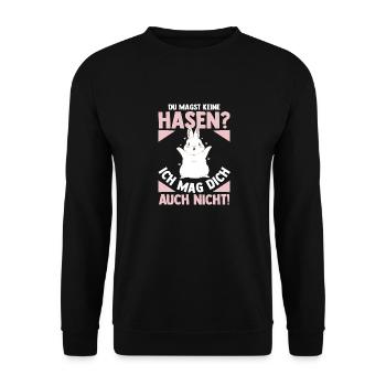 Kaninchen Hase - Unisex Pullover - Schwarz - Vorne - Alina (178cm) & Michal (187cm)