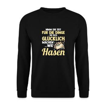 Kaninchen Hase - Unisex Pullover - Schwarz - Vorne - Alina (178cm) & Michal (187cm)