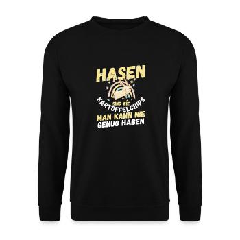 Kaninchen Hase - Unisex Pullover - Schwarz - Vorne - Alina (178cm) & Michal (187cm)