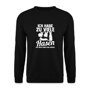 Kaninchen Hase - Unisex Pullover - Schwarz - Vorne - Alina (178cm) & Michal (187cm)