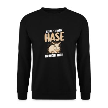 Kaninchen Hase - Unisex Pullover - Schwarz - Vorne - Alina (178cm) & Michal (187cm)