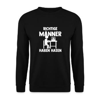 Kaninchen Hase - Unisex Pullover - Schwarz - Vorne - Alina (178cm) & Michal (187cm)