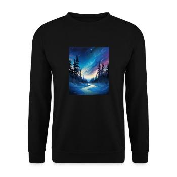 Wikinger: eiskalte Polarnacht mit Nordlichtern - Unisex Sweatshirt - black - Front - Alina (178cm) & Michal (187cm)