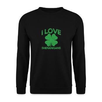 I Love Shenanigan's Funny Irish Shamrocks - Unisex Sweatshirt - black - Front - Alina (178cm) & Michal (187cm)