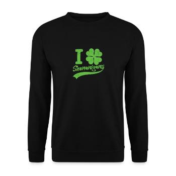 J’adore les drôles de trèfles irlandais de Shenanigan - Sweat-shirt Unisexe - noir - Devant - Alina (178cm) & Michal (187cm)