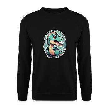 Karikatur-Dinosaurier - Unisex Pullover - Schwarz - Vorne - Alina (178cm) & Michal (187cm)