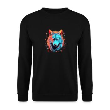 Wolf with xmas lights, Love Wolfs - Unisex Sweatshirt - black - Front - Alina (178cm) & Michal (187cm)