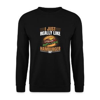 I Just Really Like Hamburger, Ok? Meat Buns Food B - Unisex Pullover - Schwarz - Vorne - Alina (178cm) & Michal (187cm)