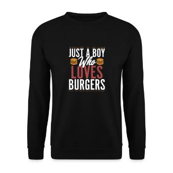 Just A Boy Who Loves Burgers Hamburger Food Meat B - Unisex Sweatshirt - black - Front - Alina (178cm) & Michal (187cm)