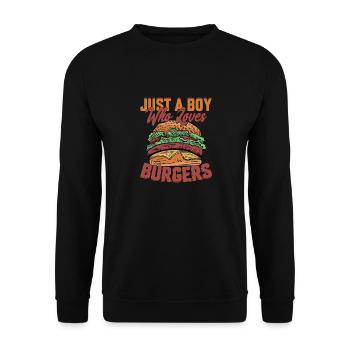 Juste un garçon qui aime les hamburgers Pain à la viande Nourriture Hambur - Sweat-shirt Unisexe - noir - Devant - Alina (178cm) & Michal (187cm)