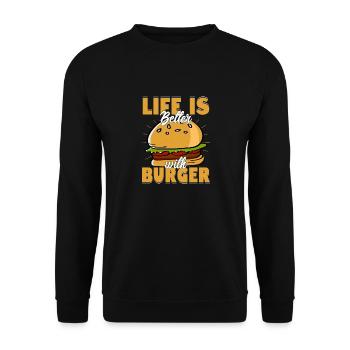 Life Is Better With Burger Meat Buns Food Hamburge - Unisex Sweatshirt - black - Front - Alina (178cm) & Michal (187cm)