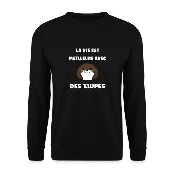 Humour mignonne petite taupe - Sweat-shirt Unisexe - noir - Devant - Alina (178cm) & Michal (187cm)