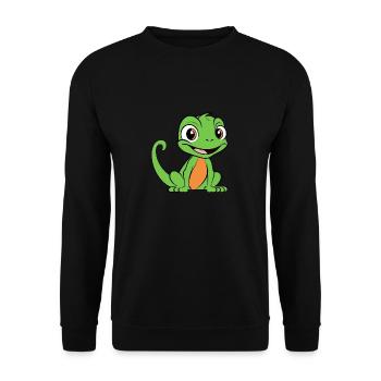 Humour petit lézard - Sweat-shirt Unisexe - noir - Devant - Alina (178cm) & Michal (187cm)