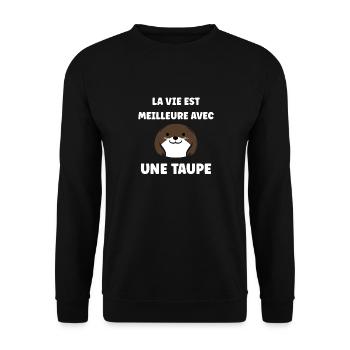 Humour mignonne petite taupe - Sweat-shirt Unisexe - noir - Devant - Alina (178cm) & Michal (187cm)