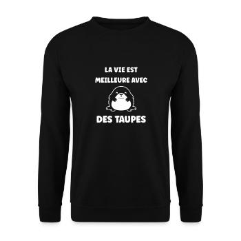 Humour mignonne petite taupe - Sweat-shirt Unisexe - noir - Devant - Alina (178cm) & Michal (187cm)