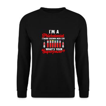 Phlebotomie Blutabnahme Blut Krankenschwester - Unisex Pullover - Schwarz - Vorne - Alina (178cm) & Michal (187cm)