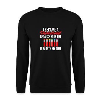 Phlebotomy Blood Draw Blood Nurse - Unisex Sweatshirt - black - Front - Alina (178cm) & Michal (187cm)