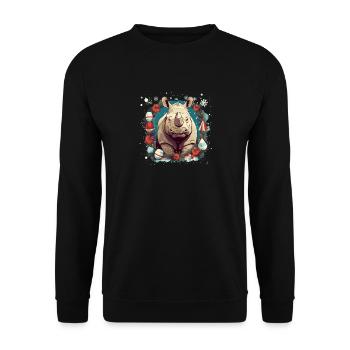 Rhinocéros avec des éléments de Noël, Rhinocéros d’amour - Sweat-shirt Unisexe - noir - Devant - Alina (178cm) & Michal (187cm)