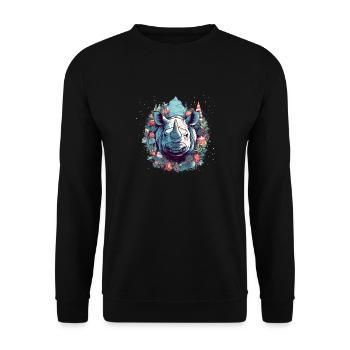 Rhinocéros avec des éléments de Noël, Rhinocéros d’amour - Sweat-shirt Unisexe - noir - Devant - Alina (178cm) & Michal (187cm)