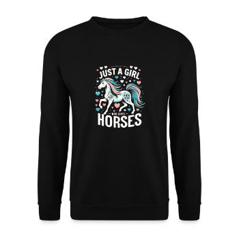 Cadeau d’amant de cheval juste une fille qui aime les chevaux - Sweat-shirt Unisexe - noir - Devant - Alina (178cm) & Michal (187cm)