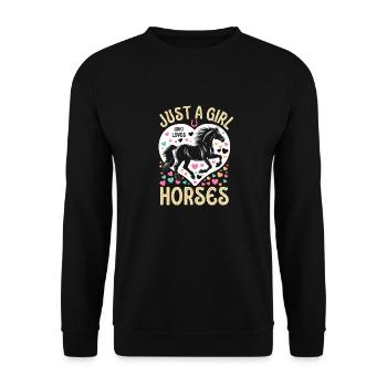 Cadeau d’amant de cheval juste une fille qui aime les chevaux - Sweat-shirt Unisexe - noir - Devant - Alina (178cm) & Michal (187cm)