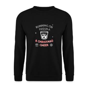 Running On Tequila And Christmas Cheer - Unisex Sweatshirt - black - Front - Alina (178cm) & Michal (187cm)