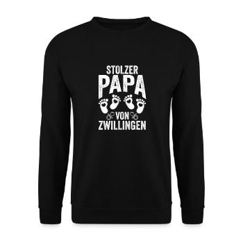 Vater Zwillingspapa Papa von Zwillingen - Unisex Pullover - Schwarz - Vorne - Alina (178cm) & Michal (187cm)
