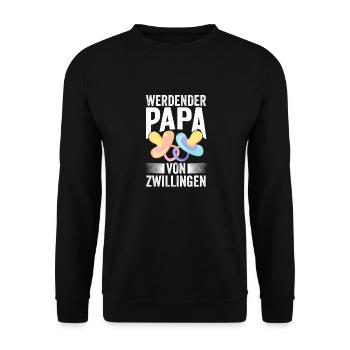 Vater Papa von Zwillingen Zwillingspapa - Unisex Pullover - Schwarz - Vorne - Alina (178cm) & Michal (187cm)