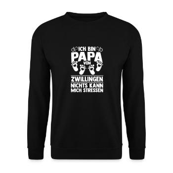 Vater Papa von Zwillingen Zwillingspapa - Unisex Pullover - Schwarz - Vorne - Alina (178cm) & Michal (187cm)