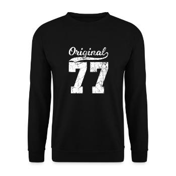 77 Original 47 Jahren Mann Frau Geburtstag - Unisex Pullover - Schwarz - Vorne - Alina (178cm) & Michal (187cm)