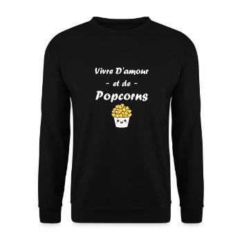 Humour pot de popcorn - Sweat-shirt Unisexe - noir - Devant - Alina (178cm) & Michal (187cm)