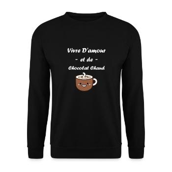 Humour petit chocolat chaud - Sweat-shirt Unisexe - noir - Devant - Alina (178cm) & Michal (187cm)